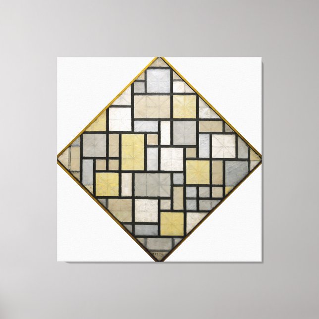 TOILE MONDRIAN - COMPOSITION AVEC GRILLE 5 : LOSANGE - 1 (Recto)