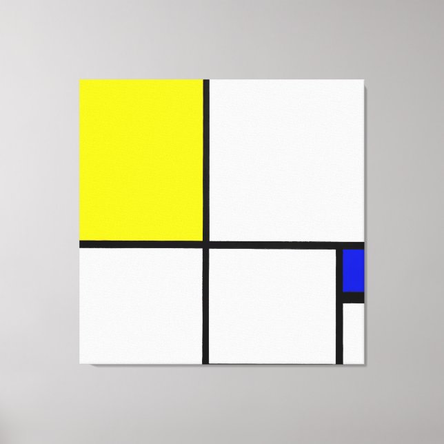 Toile MONDRIAN - COMPOSITION No II avec JAUNE et BLEU (Recto)