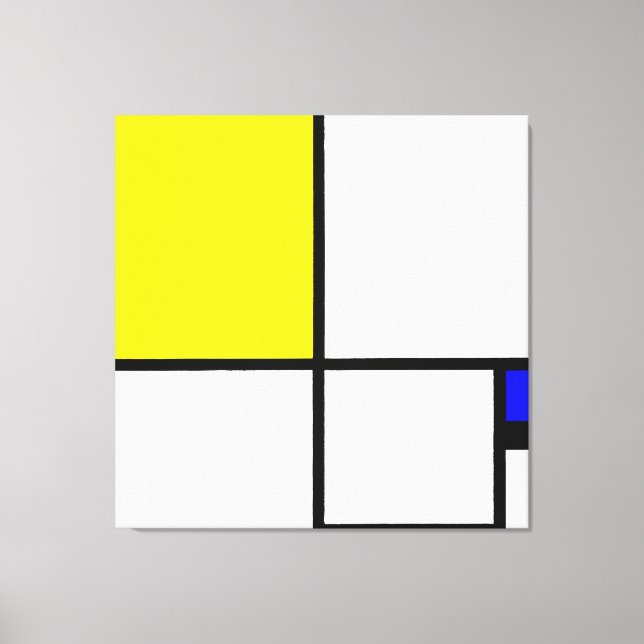 Toile MONDRIAN - COMPOSITION No II avec JAUNE et BLEU (Recto)