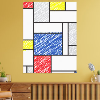 Toile Mondrian Gribouillages Minimaliste Art Moderne De 
