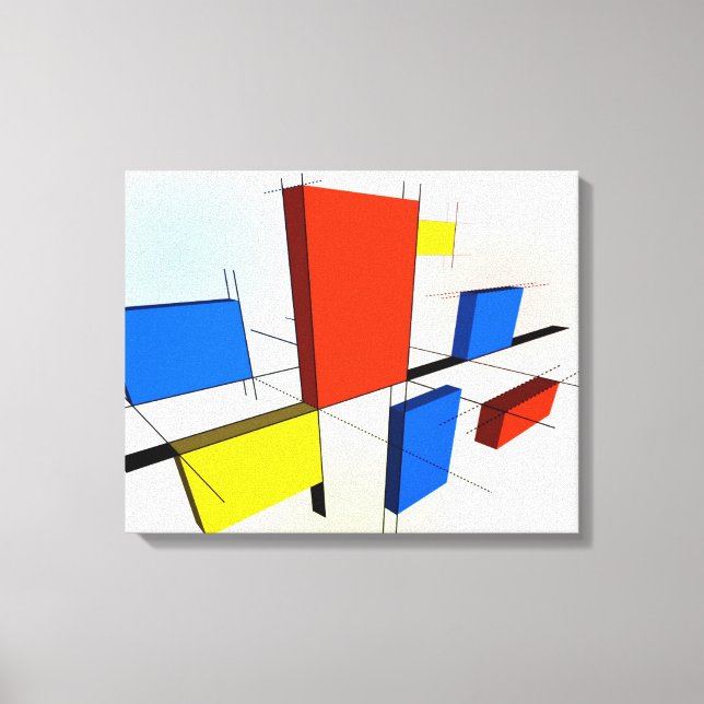 Toile Mondrian Inspiré 3D (Recto)