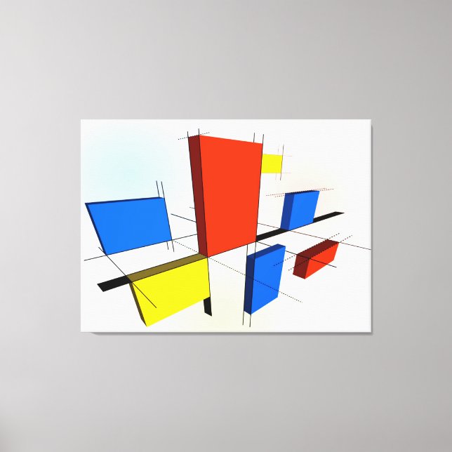 Toile Mondrian Inspiré 3D (Recto)