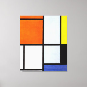 Toile MONDRIAN - TABLEAU 3 avec orange-rouge, jaune 1921