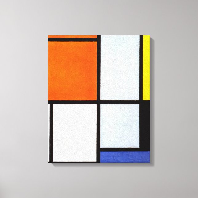 Toile MONDRIAN - TABLEAU 3 avec orange-rouge, jaune 1921 (Recto)
