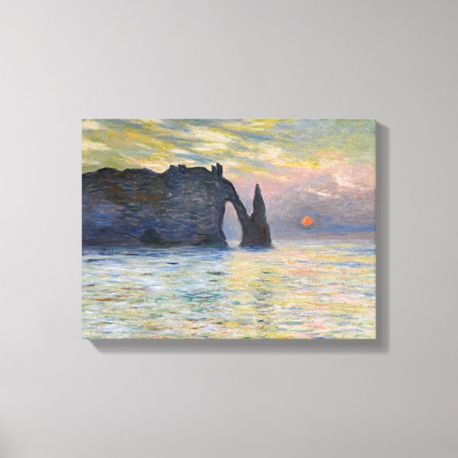 Toile Monet - Le Manneport, falaise à Etretat, coucher d (Recto)