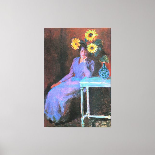 Toile Monet - Portrait de Suzanne Hoschede, Tournesols (Recto)
