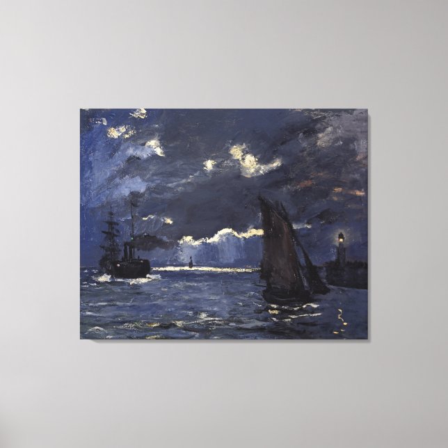 Toile Monet Vintage A Maritime Shipping by Moonlight (Recto)