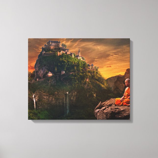 Toile Monk bouddhiste Méditant paysage Imaginaire (Recto)