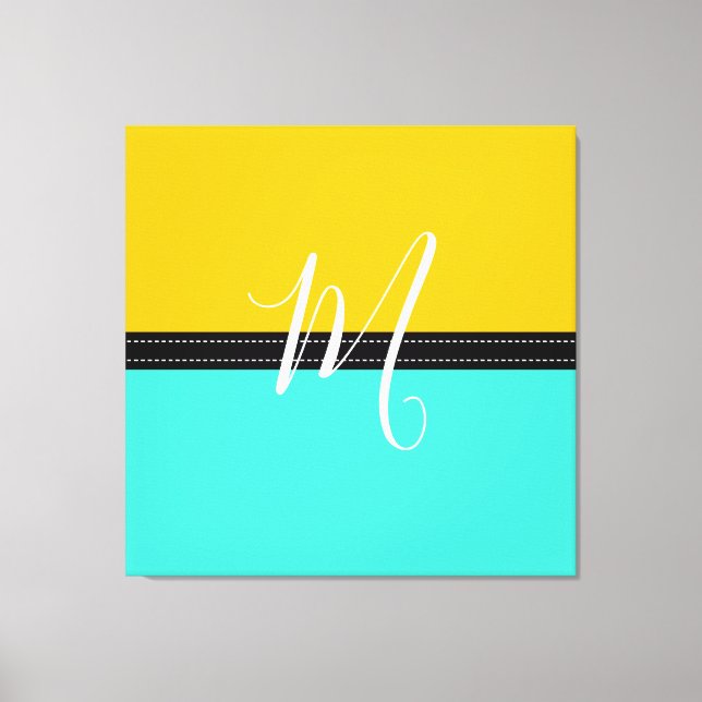 Toile Monogram Elegant Turquoise & Amber Solid Color (Recto)