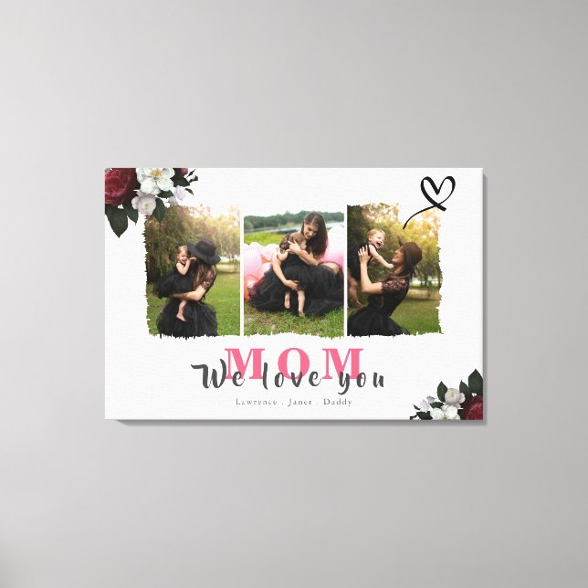 Toile Monogramme 3 Photo Collage Famille mère (Recto)