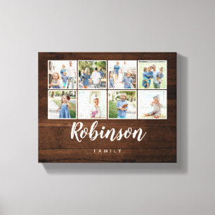 Toile Monogramme 8 Collage de la famille de photos Bois