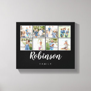 Toile Monogramme 8 Collage de la famille de photos noir