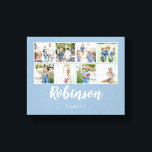 Toile Monogramme 8 Photo Famille Collage Bleu clair<br><div class="desc">Utilisez vos photos préférées pour faire un souvenir amusant pour décorer votre maison.</div>
