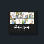 Toile Monogramme 8 Photo Famille Collage noir<br><div class="desc">Utilisez vos photos préférées pour faire un souvenir amusant pour décorer votre maison.</div>
