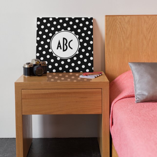 Toile Monogramme à pois noir et blanc (Créateur téléchargé)