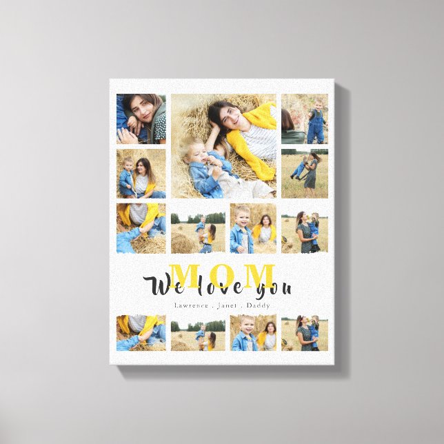 Toile Monogramme Collage personnalisé nous vous aimons m (Recto)