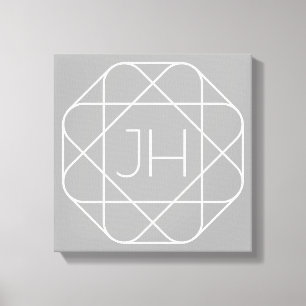 Toile Monogramme Cool, Style de Logo Hip Vibe Gris & B