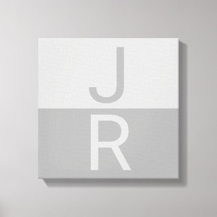 Toile Monogramme d'initiales Modernes Gris Clair & Gris