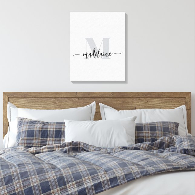 Toile Monogramme Elegant Blanc noir personnel (Insitu(Chambre))