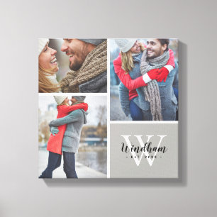 Toile Monogramme familial Date de création 3 Collage pho