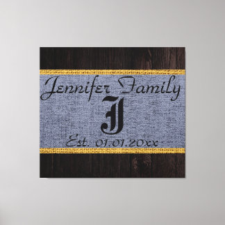 Toile Monogramme Gris Russe Burlap Linge Bois Look