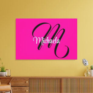 Toile Monogramme initial minimaliste moderne nom rose ch