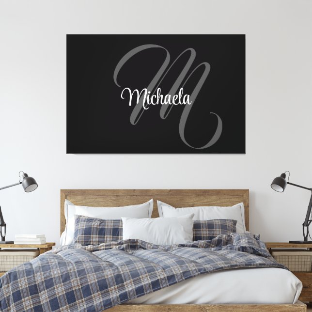 Toile Monogramme initial nom moderne minimaliste (Insitu(Chambre))