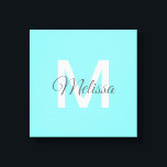 Toile monogramme moderne chic minimaliste turquoise aqua<br><div class="desc">moderne chic minimaliste abstrait turquoise aqua bleu accessoires de maison. turquoise monogrammed pépinière décorations.</div>