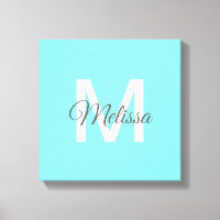 monogramme moderne chic minimaliste turquoise aqua