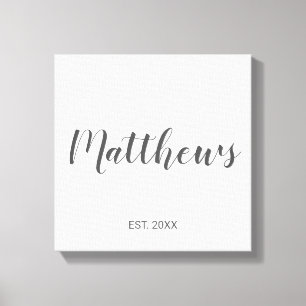 Toile Monogramme moderne personnalisé et nom de famille