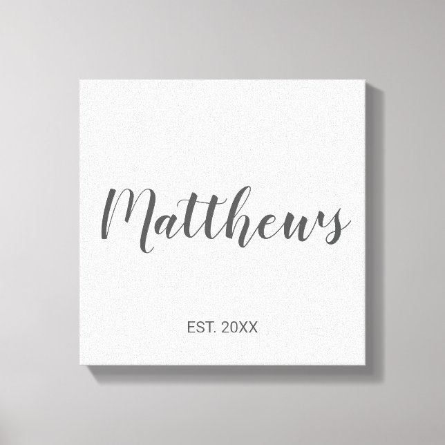 Toile Monogramme moderne personnalisé et nom de famille (Recto)