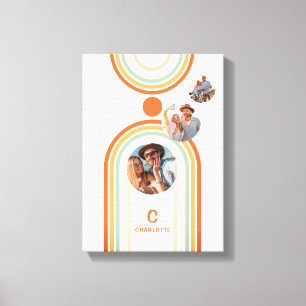 Toile Monogramme Nom Boho Arch Multi Photo Fille tendanc