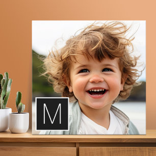 Toile Monogramme personnalisé noir et blanc 1 photo Coll