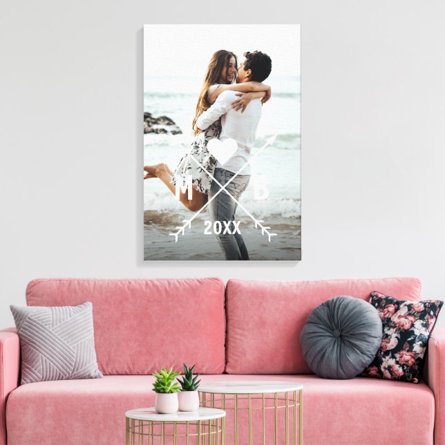 Toile Monogramme Personnalisé Stylish Love Couple Flèche (Insitu(Salon))