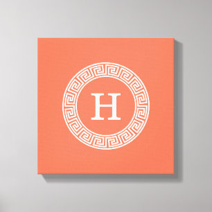 Toile Monogramme principal grec blanc de corail