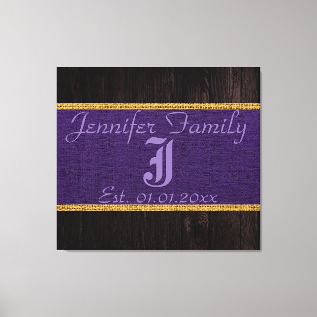 Toile Monogramme Purple Russe Burlap Linge Bois Look (Recto)
