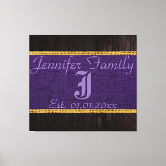 Toile Monogramme Purple Russe Burlap Linge Bois Look
