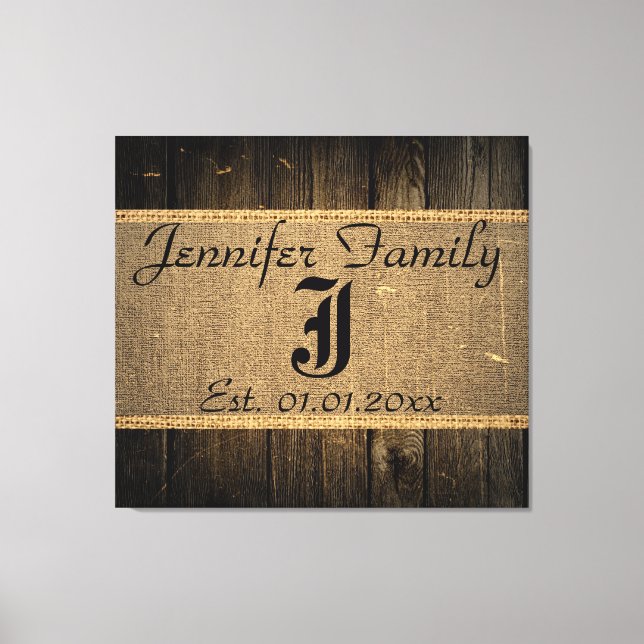 Toile Monogramme vintage Rustique Burlap Wood Look (Recto)