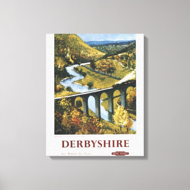 Toile Monsal Dale, train et viaduc British Rail (Recto)