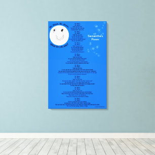 Toile Monsieur Lune Étoiles Bleu Blanc Nom 18" x 27"