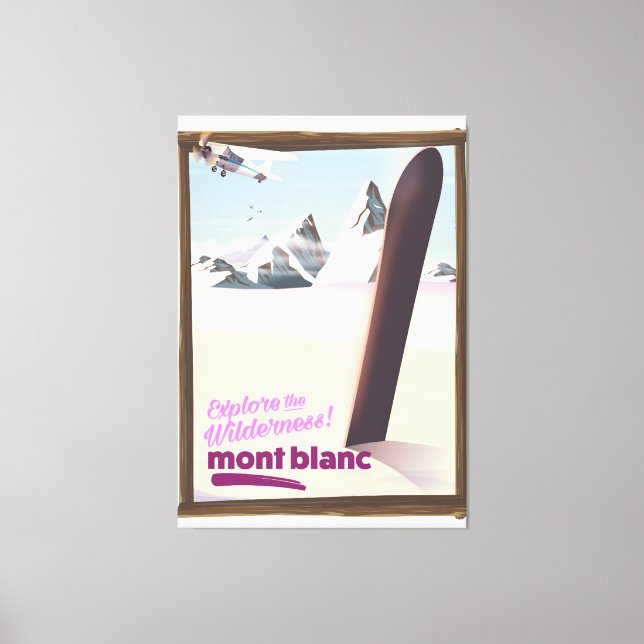 Toile mont blanc poster de voyage de snowboard. (Recto)