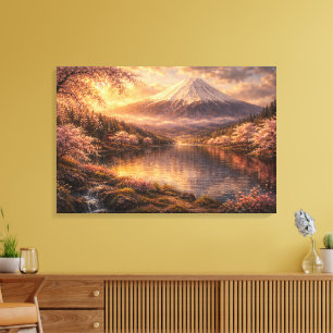 Toile Mont Fuji & fleurs de cerisier Art à l'huile