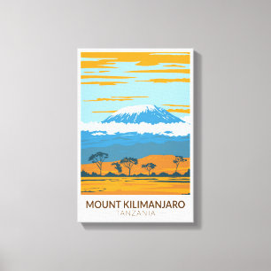 Toile Mont Kilimandjaro Tanzanie Afrique Vintage