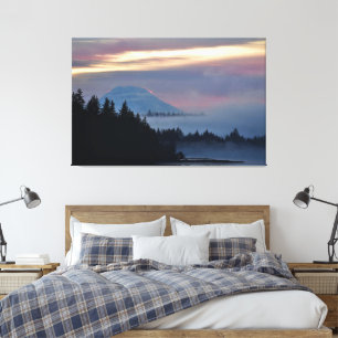 Toile Mont Rainier au lever du soleil sur Oakland Bay, W