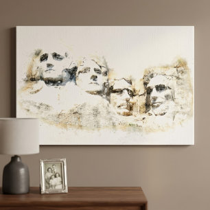 Toile Mont Rushmore, œuvre d'art aquarelle présidentiell