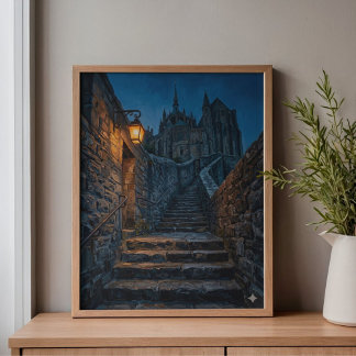 Toile Mont Saint-Michel Lanterne du Crépuscule Art