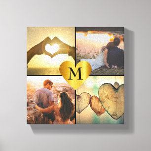 Toile Montage photo sur mesure x4 avec monogramme de nom