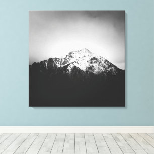 Toile Montagne enneigée noir et blanc