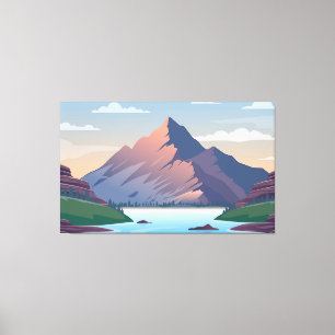 Toile Montagne entourée d'une rivière