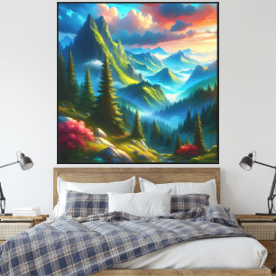 Toile Montagne verte -